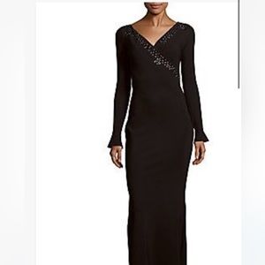 LA PETITE ROBE 🖤 by Chiara Boni Jornei Crystal Grommet V Neck Maxi Dress Black